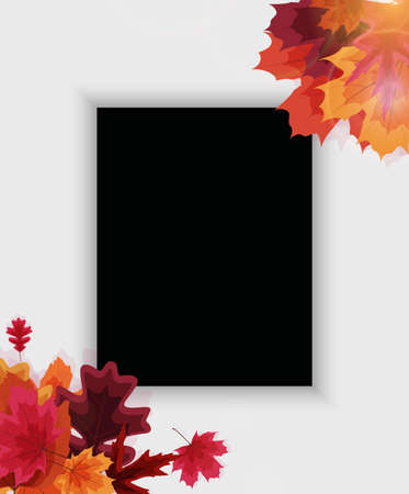 Autumn natural background template with falling leavesのイラスト素材