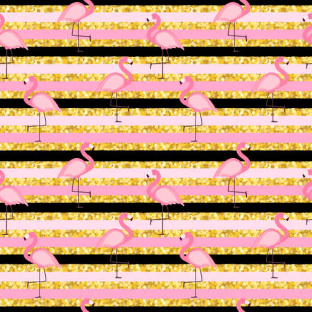 Pink Flamingo Seamless Pattern Background. Vector Illustration EPS10のイラスト素材