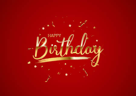 Happy Birthday Background with golden confetti and sparkle bokeh lights. Vector Illustration EPS10のイラスト素材