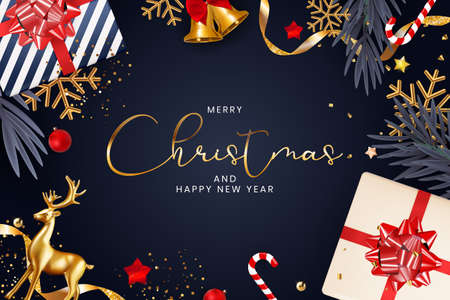 Christmas Holiday Party Background. Happy New Year and Merry Christmas Poster Template. Vector Illustrationのイラスト素材
