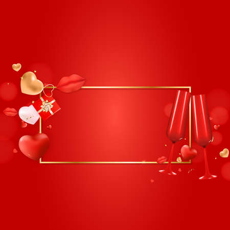 Valentine's Day Greeting Background Design. Template for advertising, web, social media and fashion ads. Horizontal poster, flyer, greeting card, header for website Vector Illustration eps10のイラスト素材