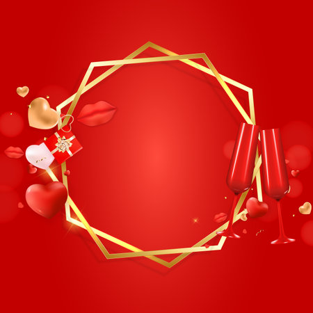 Valentine's Day Greeting Background Design. Template for advertising, web, social media and fashion ads. Horizontal poster, flyer, greeting card, header for website Vector Illustration eps10のイラスト素材