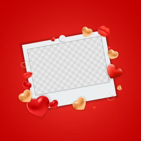 Red background and Empty Frame for Valentine s Day. Vector Illustration. EPS10のイラスト素材