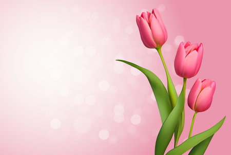 Spring Background with Realistic Tulip Flowers. Vector Illustration. EPS10のイラスト素材
