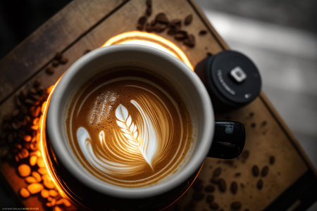 A cup of delicious strong black coffee. Illustration Generative AIの素材