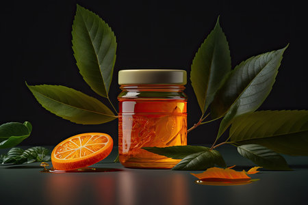 Orange Jam in Glass Jar. Illustration Generative AIの素材