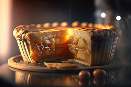 Fresh cooked fragrant apple pie. Illustration Generative AIの素材