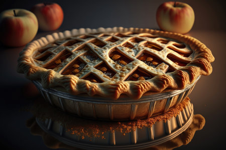 Fresh cooked fragrant apple pie. Illustration Generative AIの素材