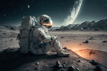 astronaut in open space. Illustration Generative AIの素材