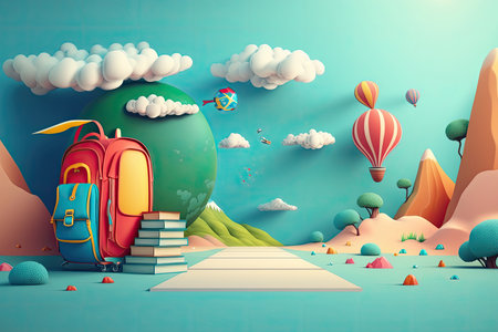 back to school background. Illustration Generative AIの素材