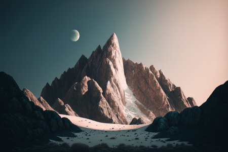 minimal surreal mountain landscape. background for branding. Illustration Generative AIの素材