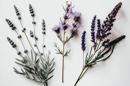 lavender bouquets on white background. Illustration Generative AIの素材