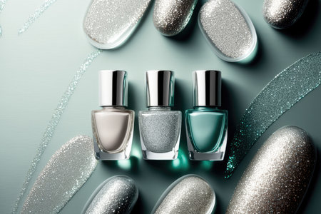 Glitter Nail Polish Illustration Generative AIの素材