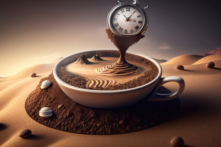 time to drink coffee concept. Illustration Generative AIの素材