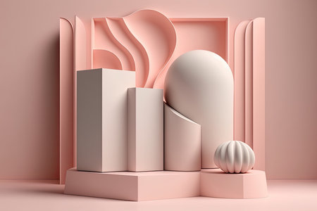 Minimal background mockup with podium for product display. Illustration Generative AIの素材
