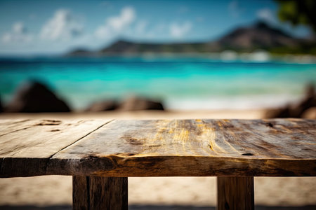 Nature background and table wood for product display. Illustration Generative AIの素材