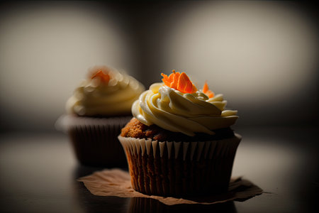 Awesome Carrot Cupcakes. Illustration Generative AIの素材