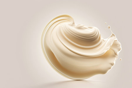 Macro cream moisturizer smear a wavy texture on a white. Illustration Generative AIの素材
