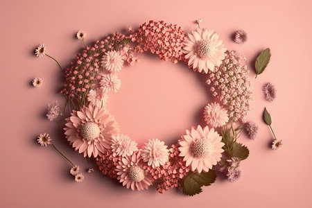 composition of flowers. A frame of dried pink flowers. Illustration Generative AIの素材