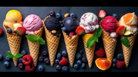 Tasty Sweet Ice Cream. Illustration Generative AIの素材