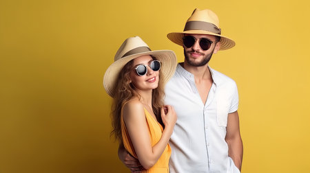 Happy couple travel concept. Illustration Generative AIの素材