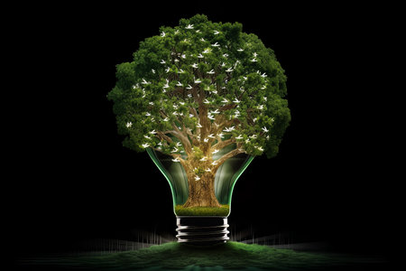 Thee in Light Bulb. Illustration Generative AIの素材