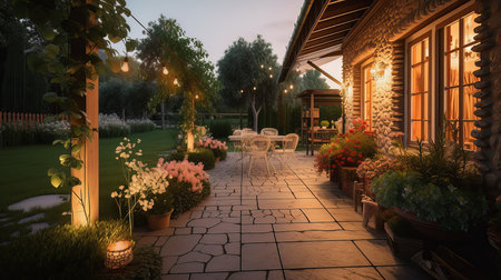 Summer Evening Illustration Generative AIの素材