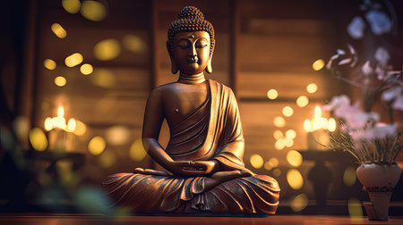 Buddha Purnima Holiday Background. Illustration Generative AIの素材