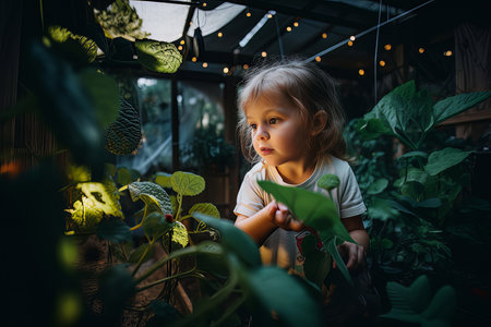 baby in home garden. Illustration Generative AIの素材