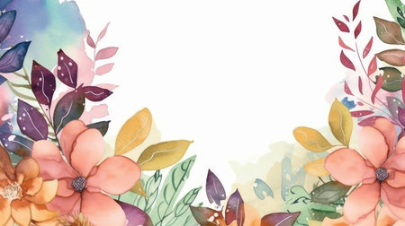 watercolor floral background. Illustration Generative AIの素材