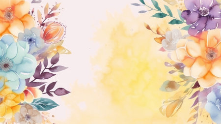 watercolor floral background. Illustration Generative AIの素材