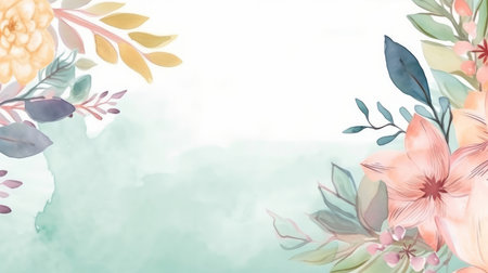 watercolor floral background. Illustration Generative AIの素材