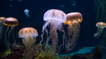Natural Jellyfish background. Illustration Generative AIの素材