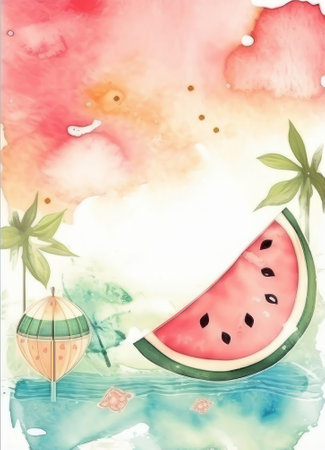 Summer painted card. Illustration Generative AIの素材