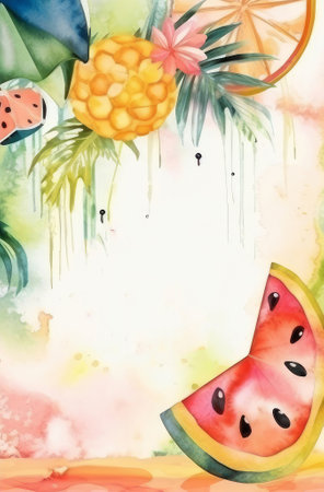 Summer painted card. Illustration Generative AIの素材
