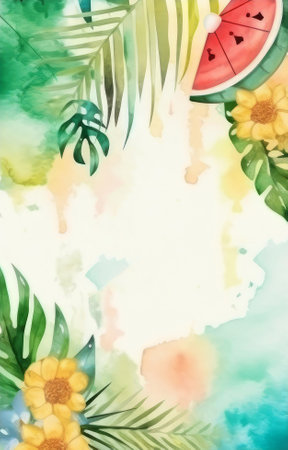 Summer painted card. Illustration Generative AIの素材