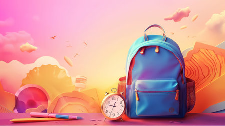 back to school background. Illustration Generative AIの素材