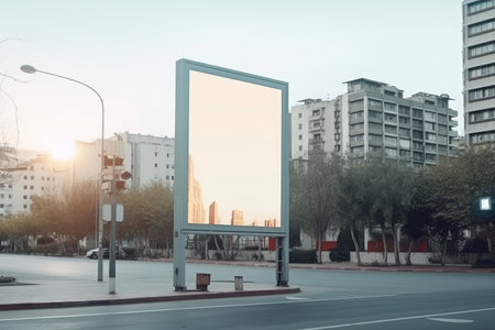 Empty banner on the street. Illustration Generative AIの素材