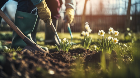 spring gardening. Illustration Generative AIの素材