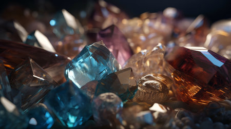 Crystals and minerals. Illustration Generative AIの素材