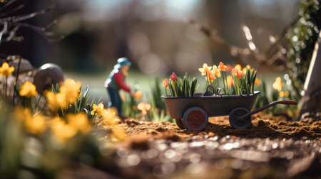 spring gardening. Illustration Generative AIの素材
