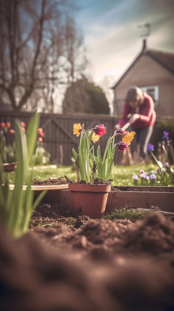 spring gardening. Illustration Generative AIの素材