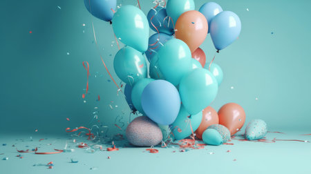 Birthday balloon background. Illustration Generative AIの素材