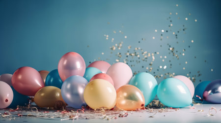 Birthday balloon background. Illustration Generative AIの素材