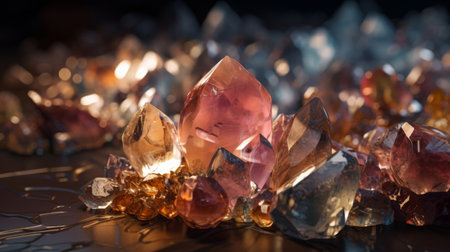 Crystals and minerals. Illustration Generative AIの素材