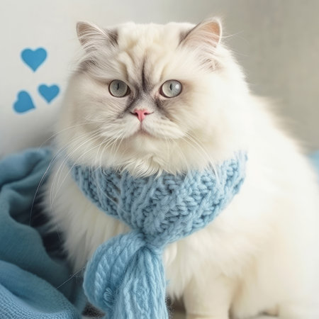 Cute fluffy cat. Illustration Generative AIの素材