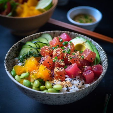 poke bowl. Illustration Generative AIの素材