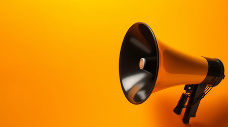 Megaphone on vivid background. Illustration Generative AIの素材