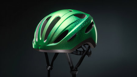 Green bicycle helmet. Illustration Generative AIの素材