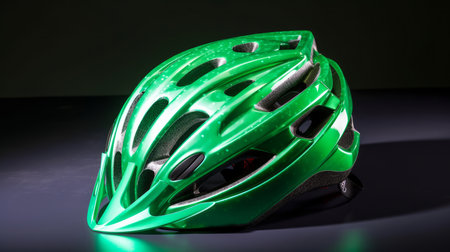Green bicycle helmet. Illustration Generative AIの素材